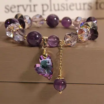 Purple Heart Crystal Bracelet Fashion Elegant Natural Amethyst Jewelry