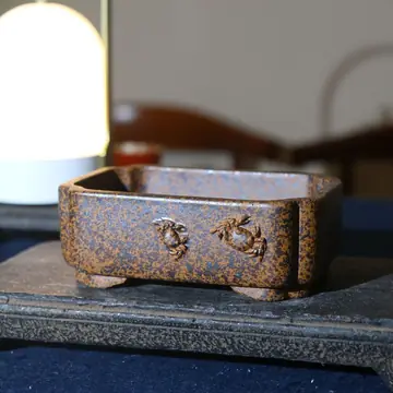 Purple Sand Flower Pot Firewood Square Handmade Bonsai