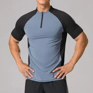 Quick-drying Stand Collar Half Zip Short-sleeved Sportswear Workout Training Clothes