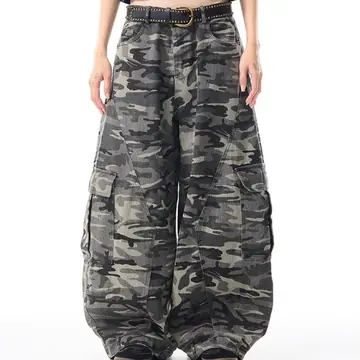 Retro Camouflage Wide-leg Overalls Women's Loose Casual Pants