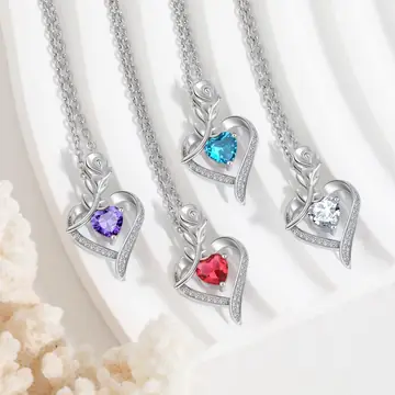 Rose Heart-shaped Necklace With Rhinestones Fashion Everlasting Flower Love Necklace For Women Valentine's Day Gift