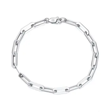 S925 Chain Square Lattice Paper Clip Bracelet Ins Personality 14K Gold-plated Cross Chain