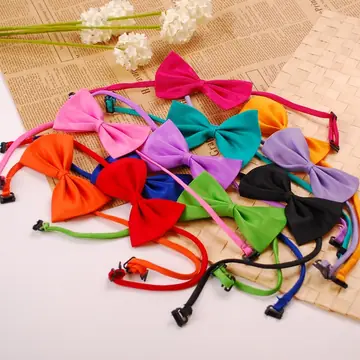Simple Solid Color Bow Pet Collar