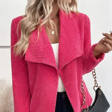 Solid Color Large Lapel Short Long Sleeve Women's Coat
