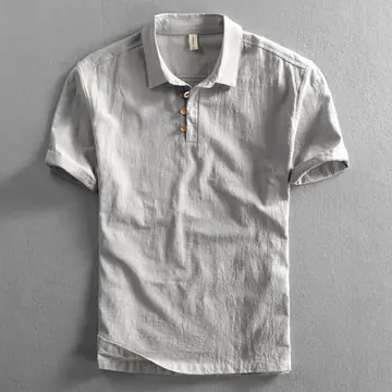 Spring And Summer Men's Linen Shirt Slim Pullover Short Sleeve Shirt Half Sleeve Retro Shirt Lonely Sail