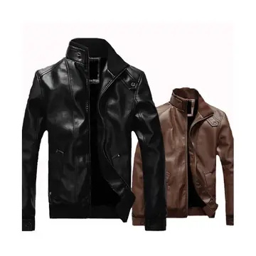 Stand-up collar leather padded leather jacket