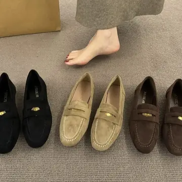 Thick Bottom Deep Mouth Suede Heel Leather Shoes