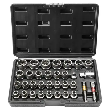 VEVOR Bolt Extractor Set, 29-Piece Bolt And Nut Remover Set, 6mm To 10mm, CR-MO Steel Extraction Socket Set With Storage Case, For Removing Damaged Rusted Bolts, Nuts And Screws