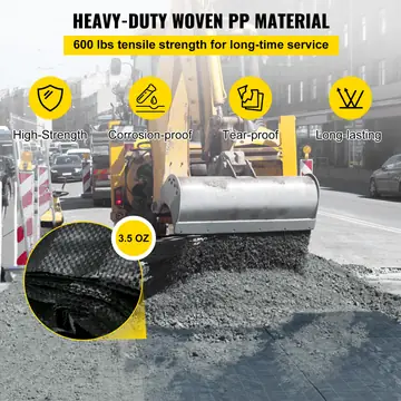 VEVOR Geotextile Fabric, 12.5 X 50 Ft 3.5oz Woven PP Driveway Drain Cloth W 600lbs Tensile Strength, Heavy Duty Underlayment For Soil Stabilization, Landscaping, Weed Barrier, 12.5