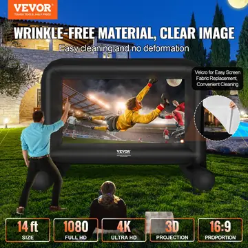 VEVOR Inflatable Movie Screen, 14 FT 168inch Inflatable Projector Screen For Outside With Blower And Carrying Bag, Front Rear Projection, Oxford Fabric Blow Up Screen For Outdoor P