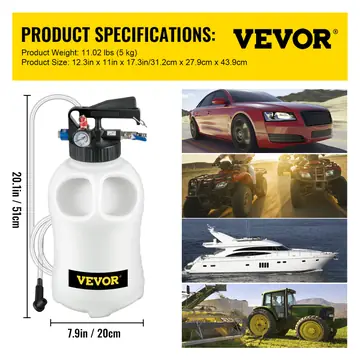 VEVOR Transmission Fluid Pump 2 Way Manual ATF Refill System Dispenser, Oil And Liquid Extractor 10 Liter Large Capacity, Automatic Transmission Fluid Pump Tool Set With 14 Pieces