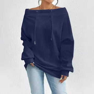 Women's Loose Casual Drawstring Off-the-shoulder Off-shoulder Top