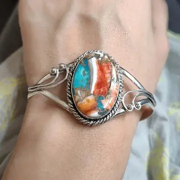Women's Retro Oval Natural Turquoise Bracelet