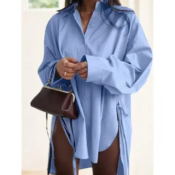 Women's Solid Color Drop Shoulder Long Sleeve Shirt