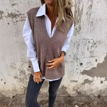 Women's V-neck Knitted Sweater Vest