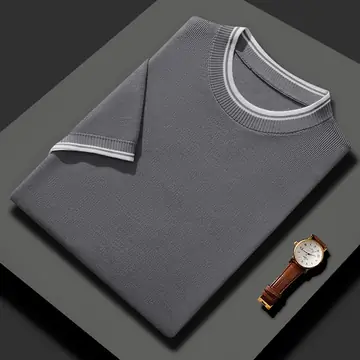 Worsted Wool Mulberry Silk Men's Short Sleeve