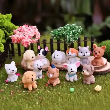 Cute Puppy Mini Resin Dogs Realistic Fairy Garden Figurines