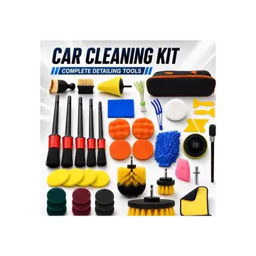 New Car Cleaning Kit Scrubber Drill Detailing Brush Set Air Conditioner Vents Towel Polisher Car Auto Detailing Tools
