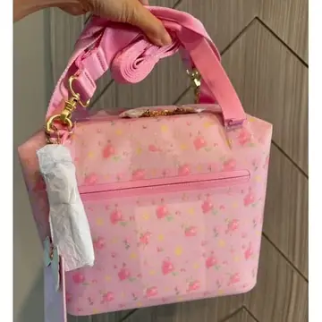 Floral Soft Cooler Lunch Bag With Phone Pocket And Cup Strap