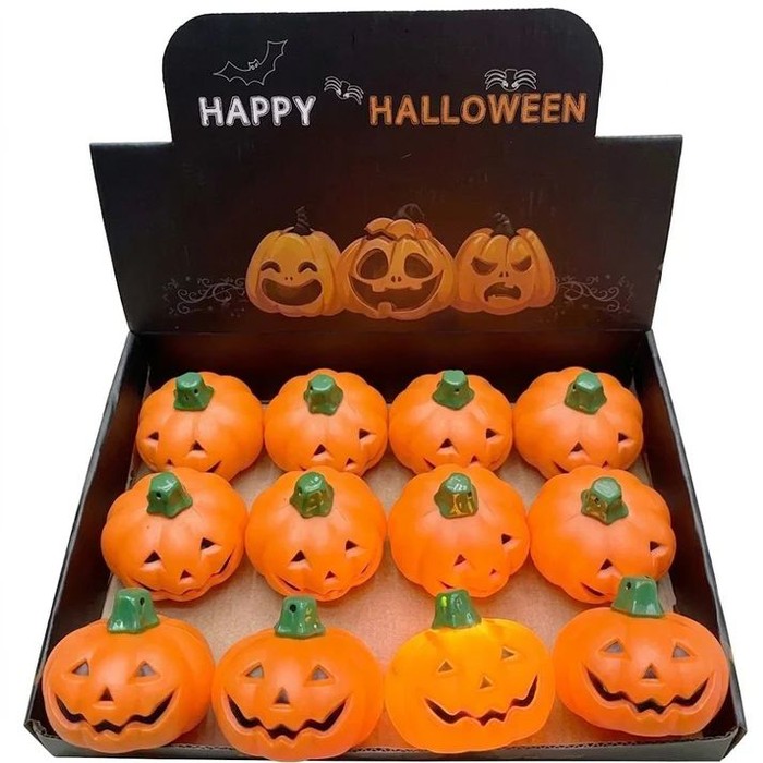 12 Pieces 3.5" Mini LED Jack-o'-Lantern Pumpkin Lights Batteries - Lamps and Lanterns