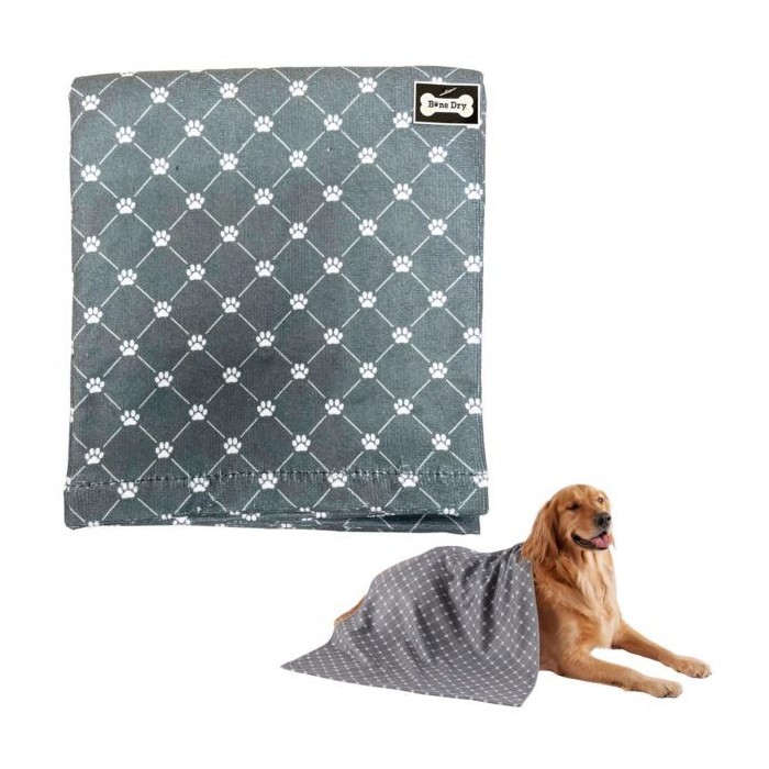 Bone Dry Pet Grooming Microfiber Towel In Gray Printed Trellis Collection