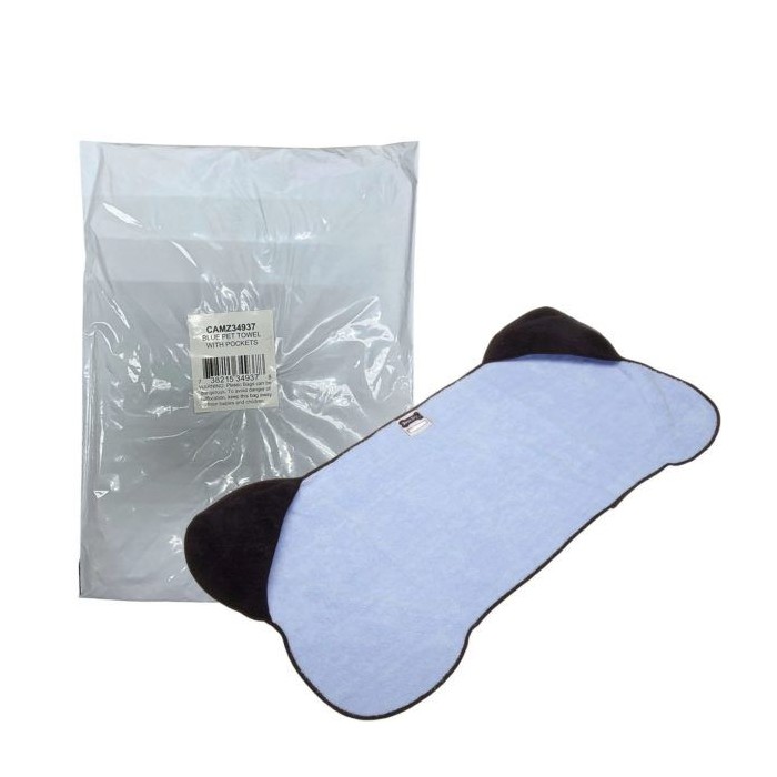 Bone Dry Pet Towel With Pockets In Blue