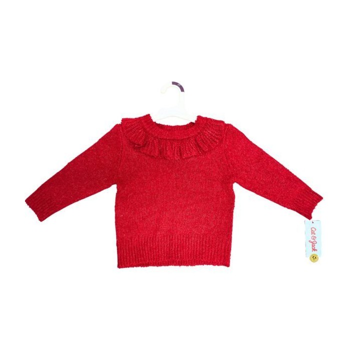 12 pieces Cat & Jack 2t Toddler Ruffle Collar Sweater In Red - Baby Apparel