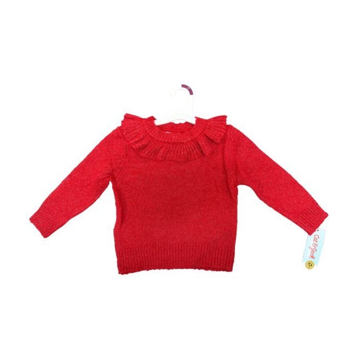 12 pieces Cat & Jack 3t Toddler Ruffle Collar Sweater In Red - Baby Apparel