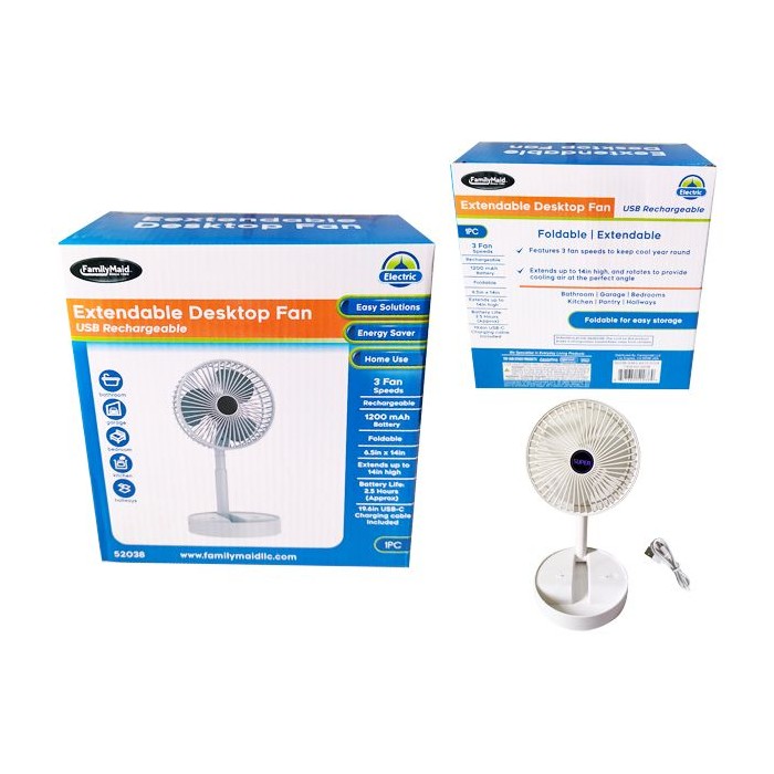 Extendable Desktop Fan 3 Speeds 6.4"