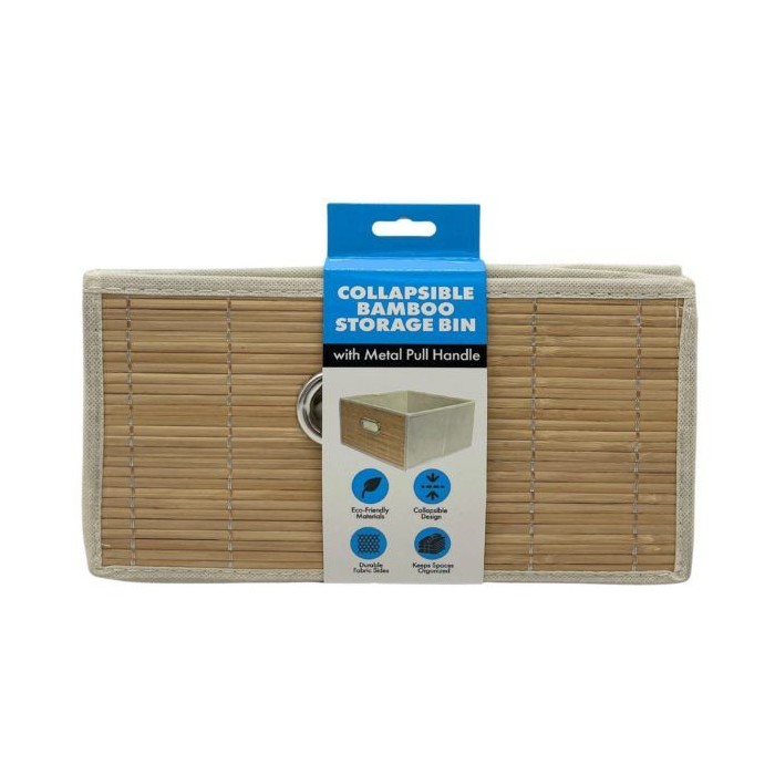 12 pieces Foldable Storage Bin With Bamboo Front And Handle Organizer Box - Storage & Organization
