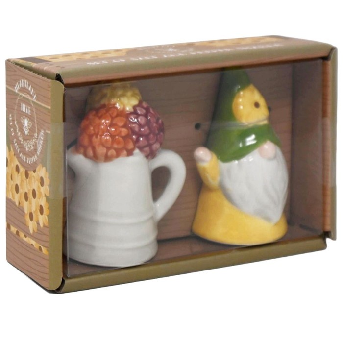 Gnome Watering Can Salt And Pepper Shakers