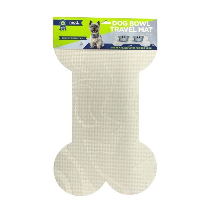 Mod Dog 24-inchx16-inch Bone Shaped Feeding Mat In Cream