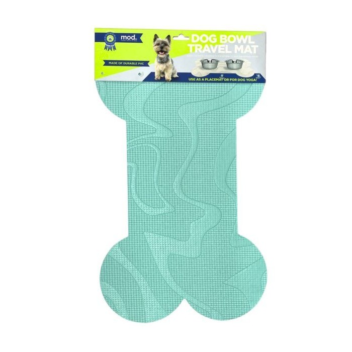 Mod Dog 24-inchx16-inch Bone Shaped Feeding Mat In Seafoam
