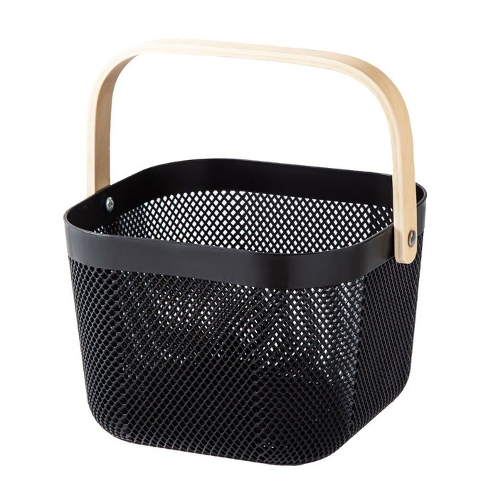 Plastic Basket W/ Handle Square Asst. Color