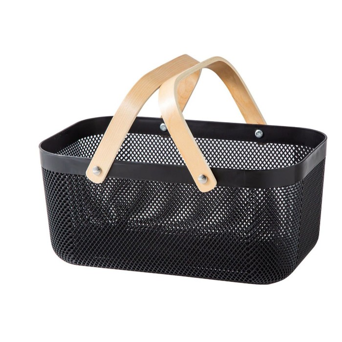 Plastic Storage Basket Rectangle W/ Handles Asst. Color