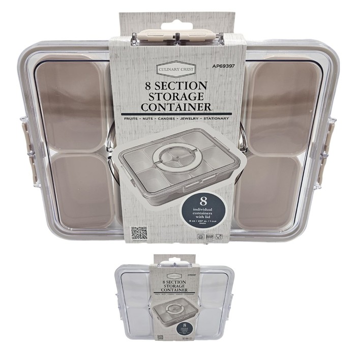 12 Pieces Rect. Pe Snack Box W/ 8 Section Containers+ Silicon Seal - Kitchen Gadgets & Tools