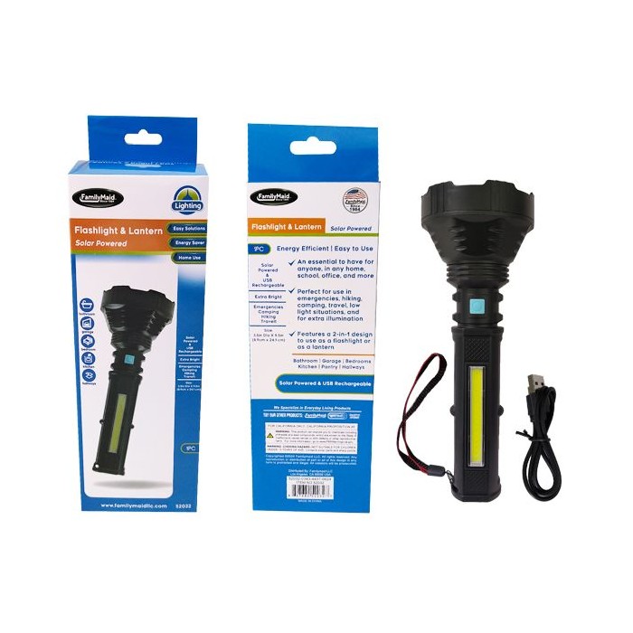 Solar Power Flashlight With Lantern