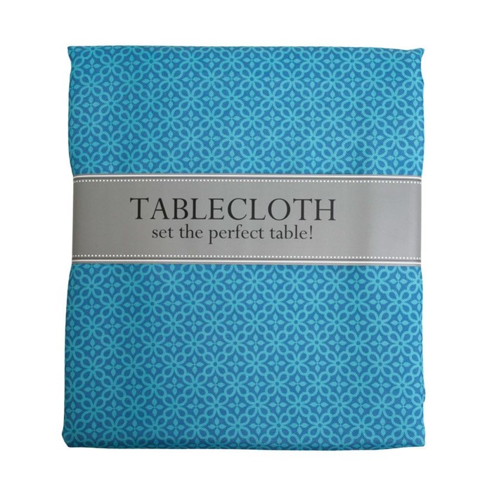 Tablecloth 60x84 W/zipper Storm Blue Tonal Lattice Print Indoor/outdoor Water/stain Resistant 100%polyester