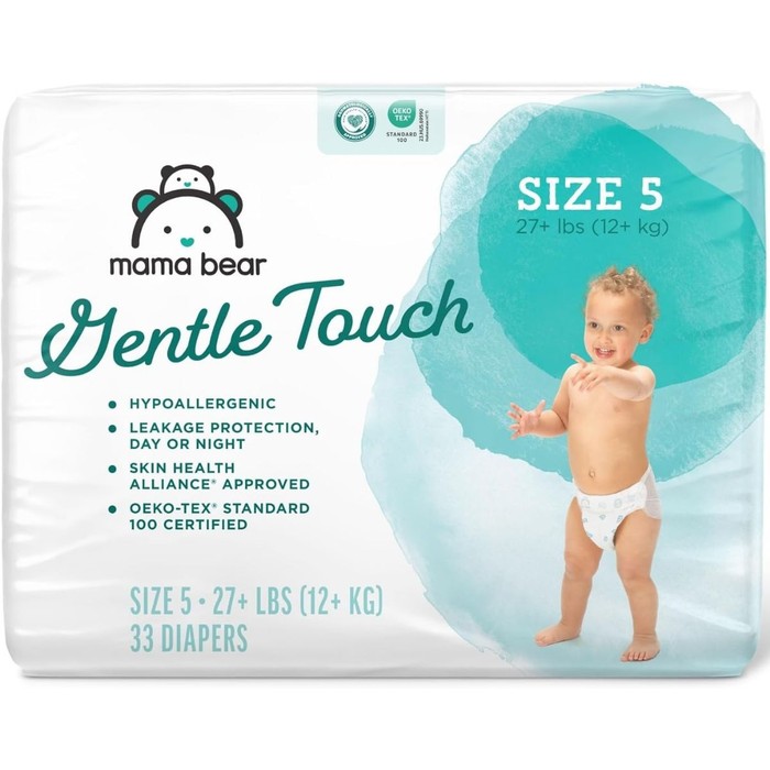 132 Pieces Mama Bear Gentle Touch Diapers Hypoallergenic Size 5 33 ct - Baby Diapers