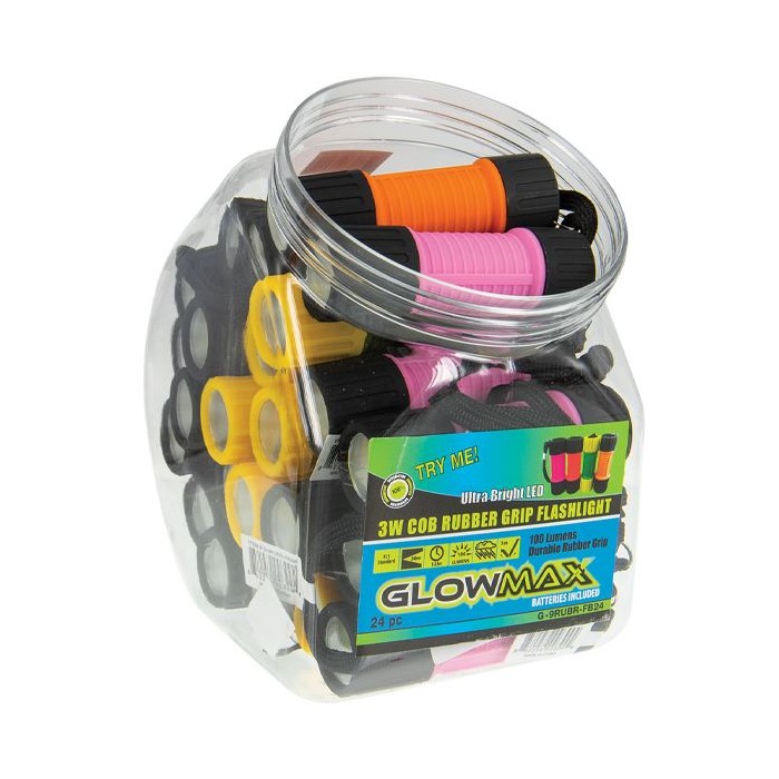 144 pieces Glowmax 3w Cob Rubber Grip Flashlights - Flash Lights