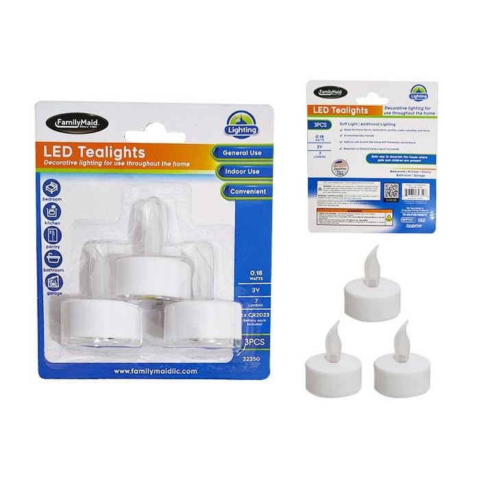 Led Tealights 3-Piece 1.5" Diameter