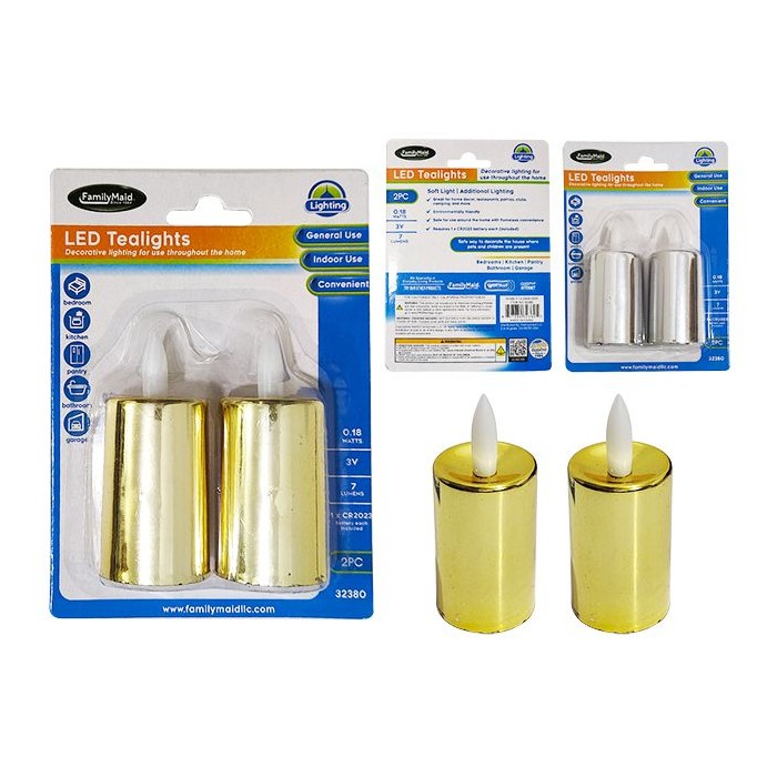 Long Led Tealights Metallic 2-Piece