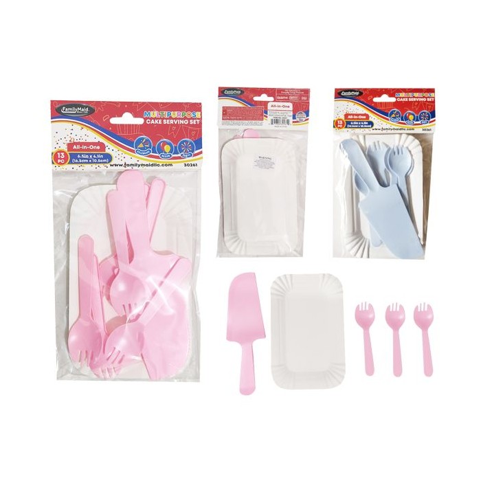 13 Pc/set Cake Serving Blue,pink Plastic