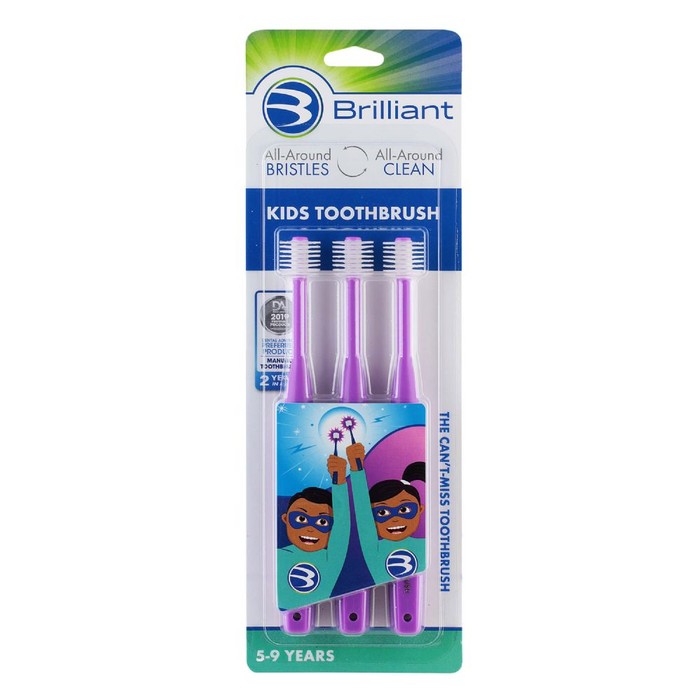Brilliant Kids Toothbrush - 3ct - Purple