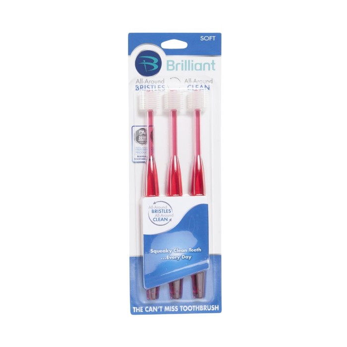 Brilliant Soft Toothbrush 3ct - Red