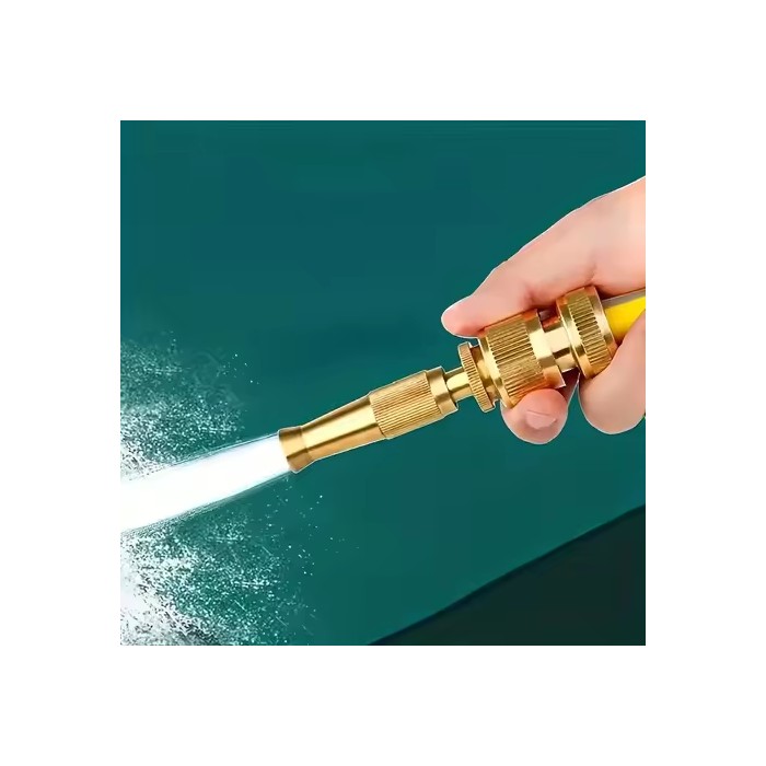 1pc Quick-Connect Hose Nozzle with Adjustable Spray - Heavy-Duty Brass Construction, Compatible with Garden Hose, Car Wash
