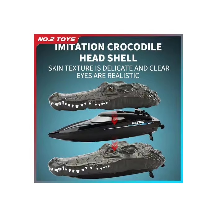 2.4G Remote Control Floating Crocodile Boat Outdoor Toys for Boy Kids Simulation Crocodile Heads RC Ship Boat Children' Toy Gift