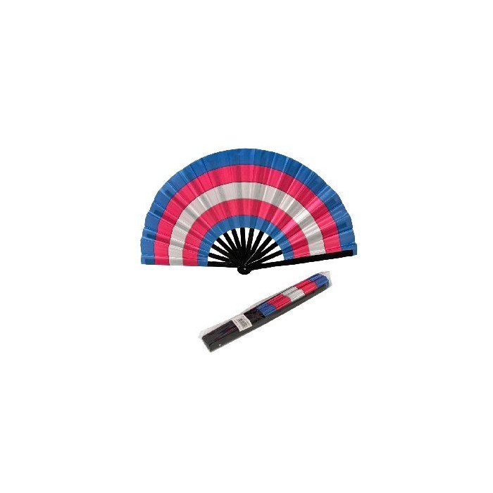 13.5" Loud Clap Hand Folding Rave Fan Blue Pink White