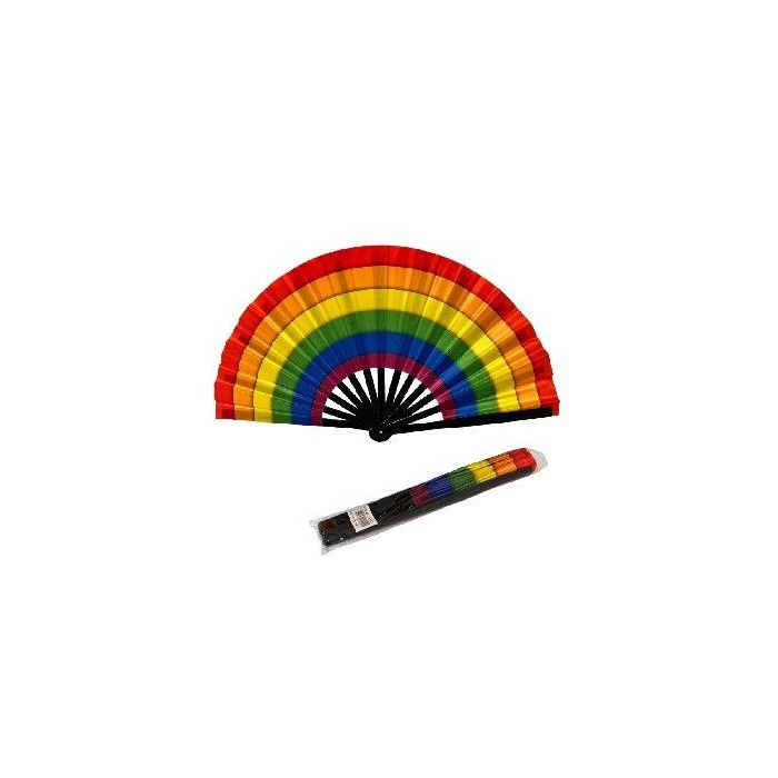 13.5" Loud Clap Hand Folding Rave Fan Rainbow