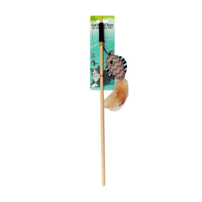 15.75-inch Fish, Bell And Feather Cat Teaser Wand Toy